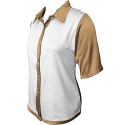 Classic Dual Colour Short Sleeve Satin Shirt For Women, Formal Summer Fits 