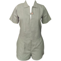 The Linen Story - Casual Green Top & Shorts Sets, Linen Co-ord Set For Women