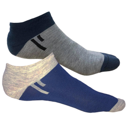 TP Kart, Unisex Ankle Length Cotton Socks- Pack of 2 | Blue, Light Grey | Fits till size UK 8