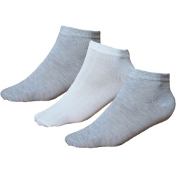 TP Kart, Grey White Unisex Ankle Length Cotton Socks- Pack of 3 | Size UK 4 - UK 10