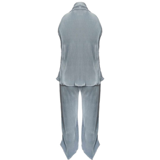 Classic Blue-Grey Two Piece Shirt & Pant, Plisse Co-ord Set 