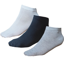 TP Kart, Unisex Ankle Length Cotton Socks- Pack of 3| White, Black, Grey | Size UK 4 - UK 10