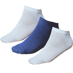 TP Kart, Unisex Ankle Length Cotton Socks- Pack of 3| White, Navy Blue | Size UK 4 - UK 10