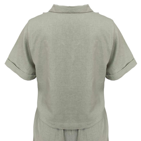 The Linen Story - Casual Green Top & Shorts Sets, Linen Co-ord Set For Women