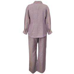 The Linen Story - Buttons Up - Purple Shirt & Pant Set, Linen Co-ord Set For Women