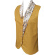 The Linen Story - Dull Yellow Sleeveless Scarf Shirt For Women, Linen Summer Fits