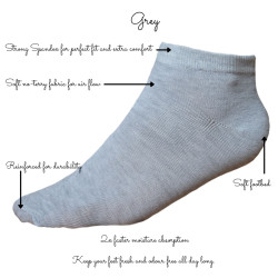TP Kart, Premium Grey Cotton Ankle Socks for Men and Women - Free Size, Solid, Pack of 2 | Size UK 4 - UK 10