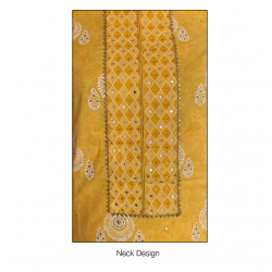 Bumblebee Yellow Semi-stitched Cotton Block Printed Suit with Chiffon Dupatta