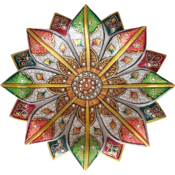 Multicoloured Handcrafted Marble Flower Bowl For Home Decor, 9 Inch Diameter