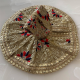 Gorgeous Traditional Golden Embroidered Net Dress Along With Red & Blue Work For Laddu Gopal, Size - 5