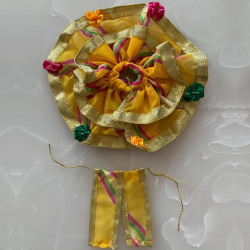 Beautiful Yellow Dress For Laddu Gopal With Multicolored Flowers, Sizes available - 0, 1, 2
