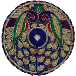 Multicolour Unique Peacock Design Laddu Gopal Dress With Mukut & Necklace Set, SIZE - 3/4