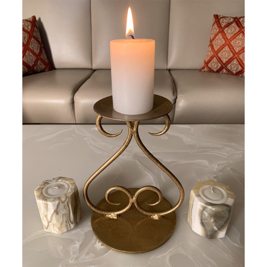 Elegant Brass Designer Leaf Candle Holder | Handmade | Home Decor |  Decorative Object / Accents | Brass | Made In India | Exotic India Art
