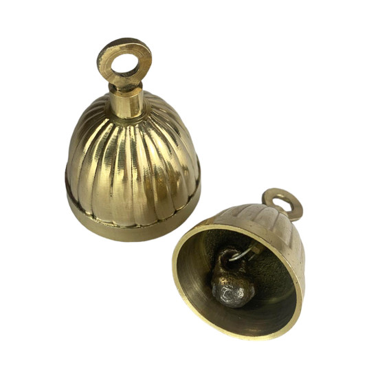 Antique Style Brass Solid Bell For Mandir / Home Decor / Festive Decor - Pack Of 2 