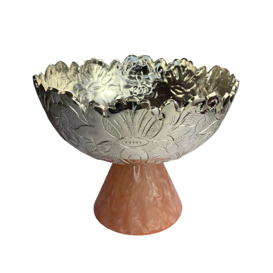 Decorative Aluminium Bowl With Resin Base for Fruits, Dry Fruit & Snacks (Medium)