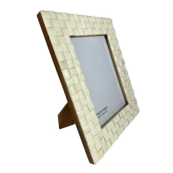 Cream Grid Tile Inspired Handmade Photo Frame, Size 5x7 Inches 