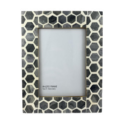 Grey & White Moroccan Arts Inspired Handmade Photo Frame, Size 5x7 Inches 