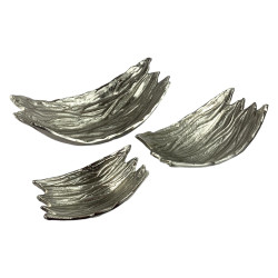 Set Of 3 Decorative Aluminium Serving Bowls, Nickel Finish, Home Décor