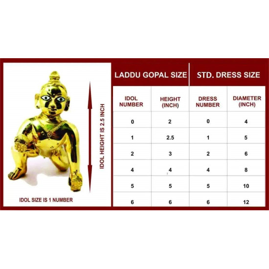 Multicolored Dress With Golden Lace For Laddu Gopal, Size - 1