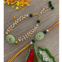 A Beautiful Pearl with Kundan Rakhi for Bhaiya Bhabhi | Rakhi Matching Lumba 