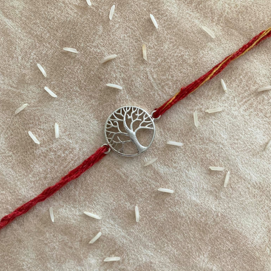 A Beautiful Tree Of Life Silver Rakhi Thread For Brother 