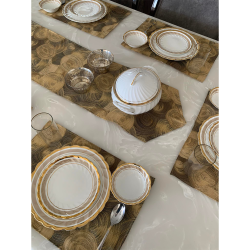 Exquisite Design Dining Table Mats With Runner (Set Of 8 Mats & 1 Table Runner) 
