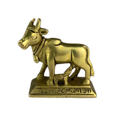 Pure Brass Cow & Calf Idol / Statue, Kamdhenu Cow Home Decor
