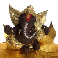 Ganesha Ganpati Idol Gift Pack Statue 4"- Resin Brown