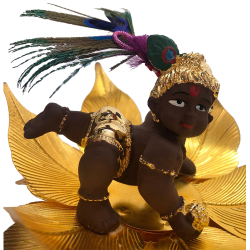 Krishna Laddu Gopal Idol Gift Pack Statue 4"- Resin Brown