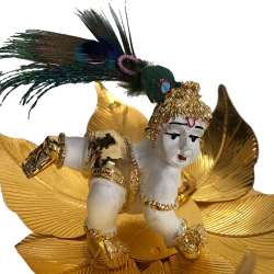 Krishna Laddu Gopal Idol Gift Pack Statue 4"- Resin White