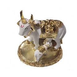 Kamdhenu Cow & Calf Gift Pack 6*6cm White & Golden