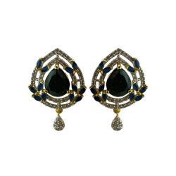 Blue Gemstone & American Diamond Artificial Earrings For Women, Imitation Traditional Jewellery 