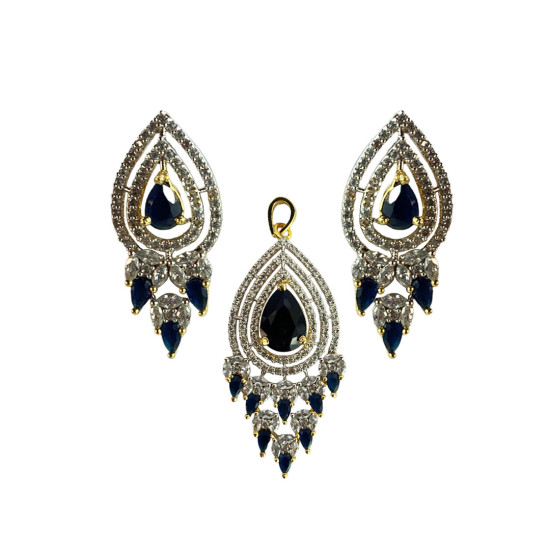 Set Of Earrings & Pendant With Gemstone & Artificial Diamond, Artificial Jewellery For Women, Imitation Traditional Jewelry