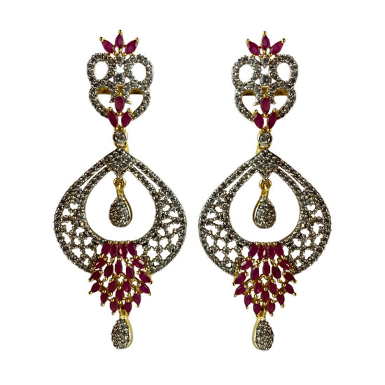 Artificial Diamond Drop Earrings / Danglers For Women, Chandelier Earrings With American Diamonds, Imitation Traditional Jewelry