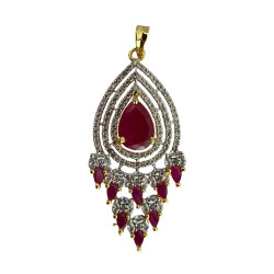 Set Of Earrings & Pendant With Gemstone & American Diamond, Artificial Jewellery For Women, Imitation Traditional Jewelry