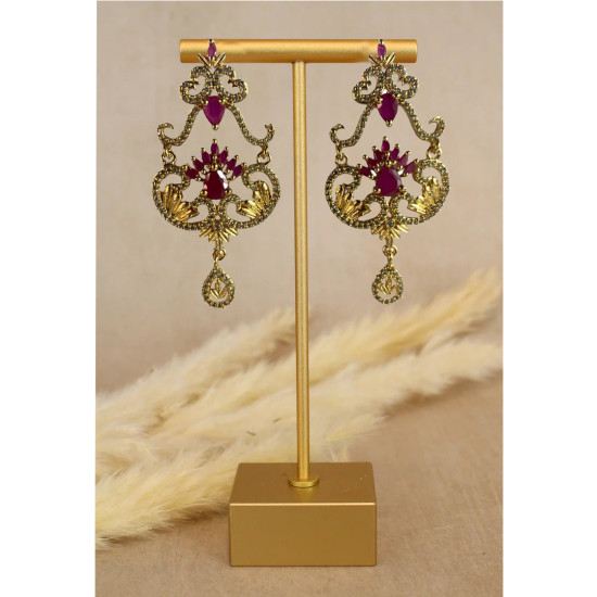 Traditional Artificial Drop Earrings / Danglers With Artificial Diamonds, Imitation Jewelry