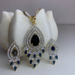 Set Of Earrings & Pendant With Gemstone & Artificial Diamond, Artificial Jewellery For Women, Imitation Traditional Jewelry