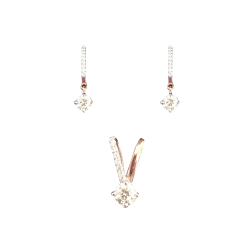 14 Kt. Hall Mkd. Rose Gold Pendant Earring Set Studded with Natural Diamonds