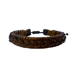 Brown Braided Style Classy Leather Wristband / Bracelet For Men, Mens Jewellery