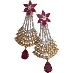 Golden Kundan Dangler Earring Set for Women