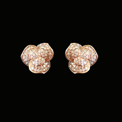 18 Kt. Hall Mkd. Rose Gold Earrings, Studded with Natural Diamonds 