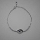 Evil Eye Charm - 925 Sterling Silver (Rhodium Plated) Sleek Bracelet With AD / Zircon For Women