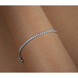 925 Sterling Silver (Rhodium Plated) Sleek Tennis Bracelet With AD / Zircon For Women