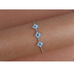 Star Sparkle - 925 Sterling Silver (Rhodium Plated) Sleek Bracelet With AD / Zircon For Women