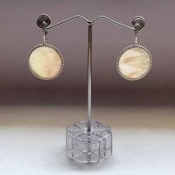 Mother Of Pearl 995 Pure Silver Dangler Earrings (Rhodium Plated), Statement Earrings For Women