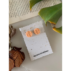 Handmade Braided Peach Circle Polymer Clay Stud Earrings For Women/Girls