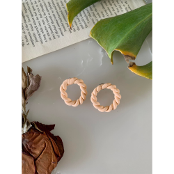 Handmade Peach Twisted Polymer Clay Hoop Earrings For Women/Girls