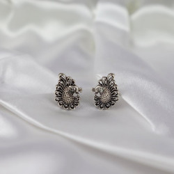 925 Sterling Silver Oxidized Peacock Stud Earrings