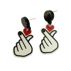 Finger Heart Hanging Earrings / Danglers, Casual Wear 