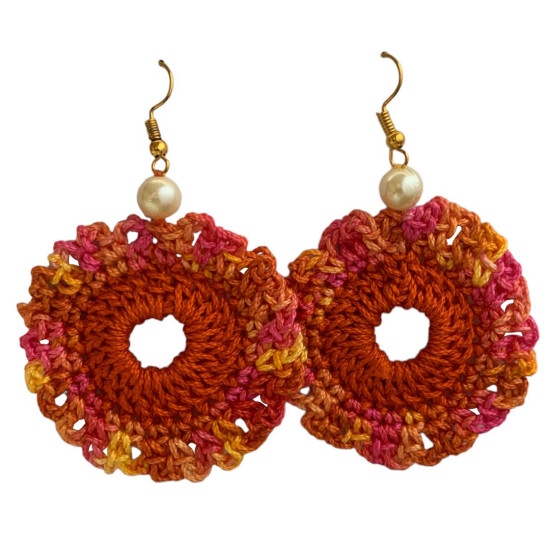 Beautiful Multi-coloured Crochet Handmade Earrings, Lightweight Boho Earrings